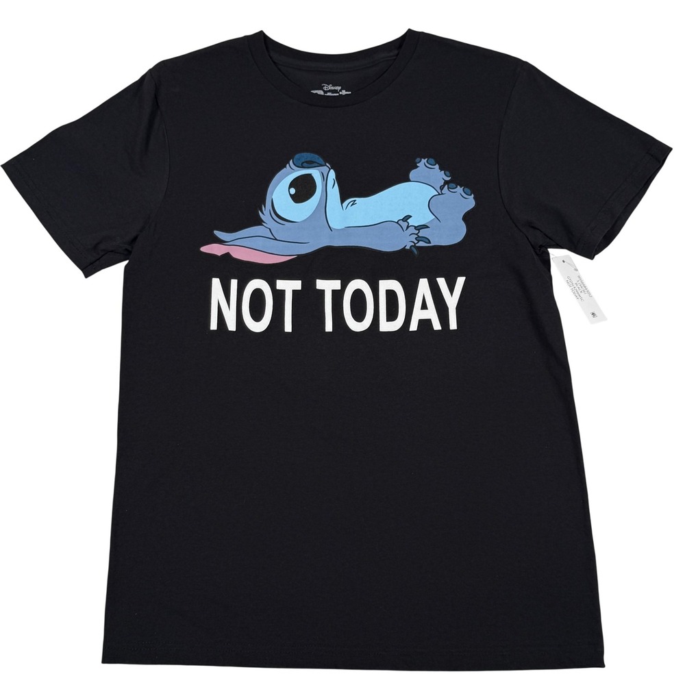 Disney Stitch Graphic Print T Shirt Small Black Not Today Lilo & Stitch Quote